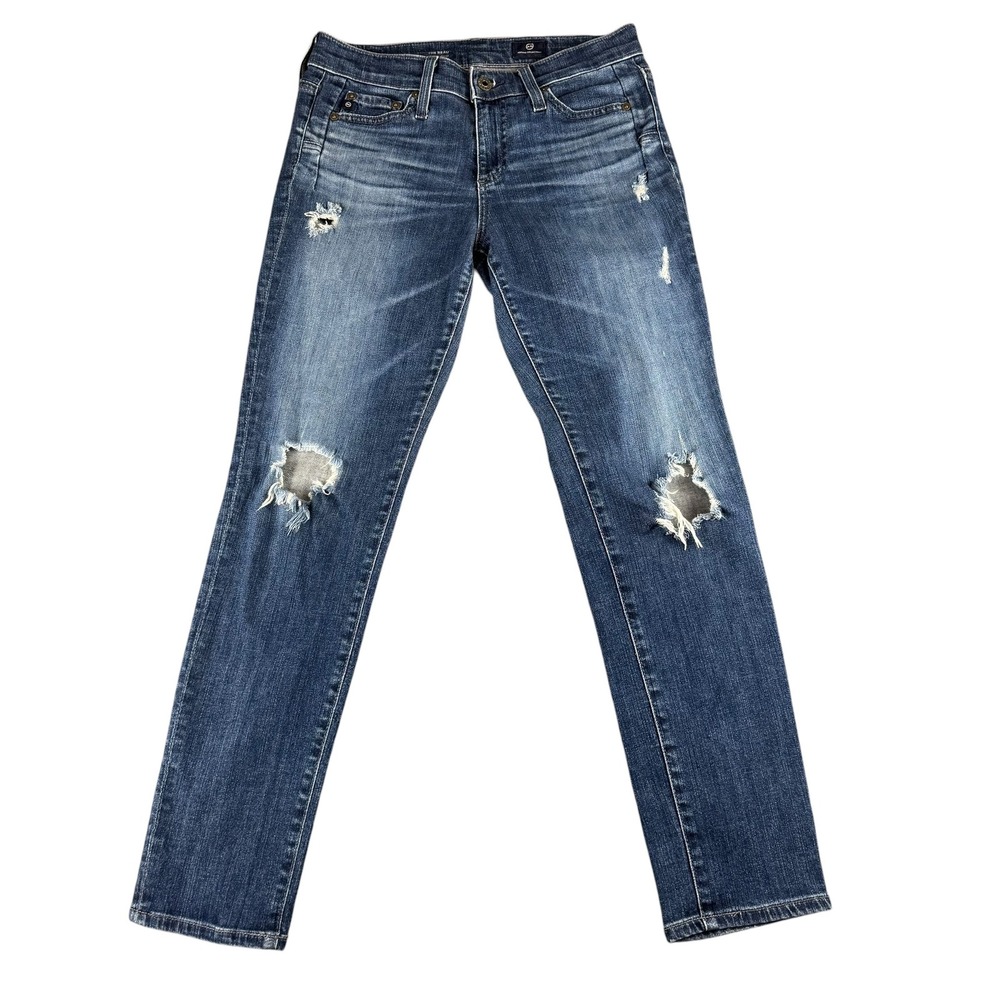 AG Adriano Goldschmied The Beau Slouchy Skinny Distressed Jeans Blue 25R PVC1454